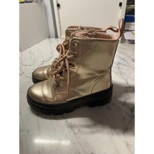 H&M toddler girls metallic pink combat boots size 9